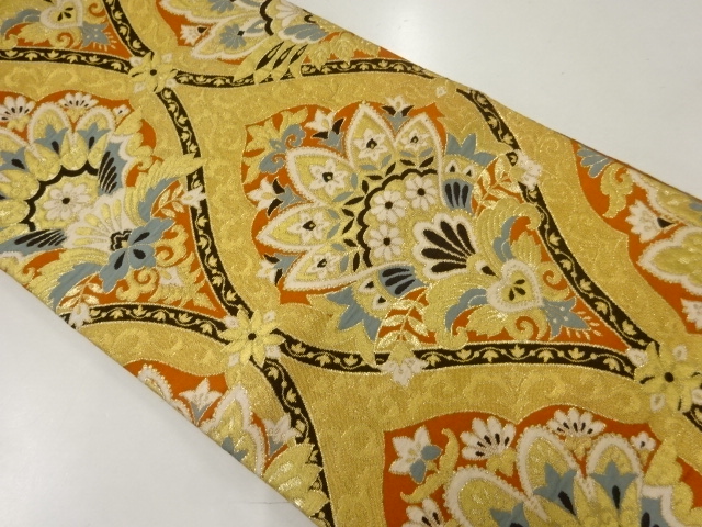 アンティーク　花更紗模様織出し袋帯（材料）